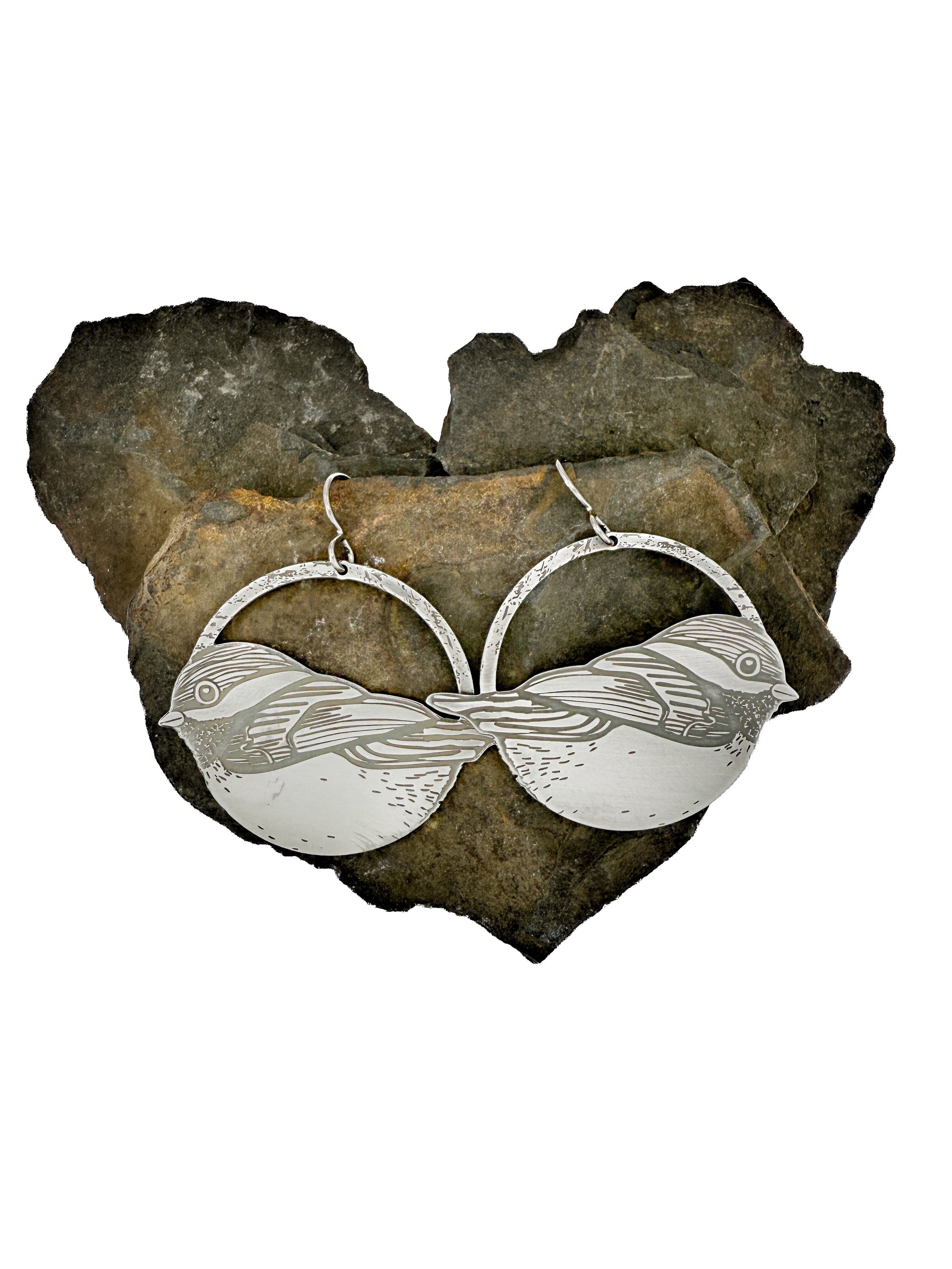 Stainless Steel Chickadee Earrings