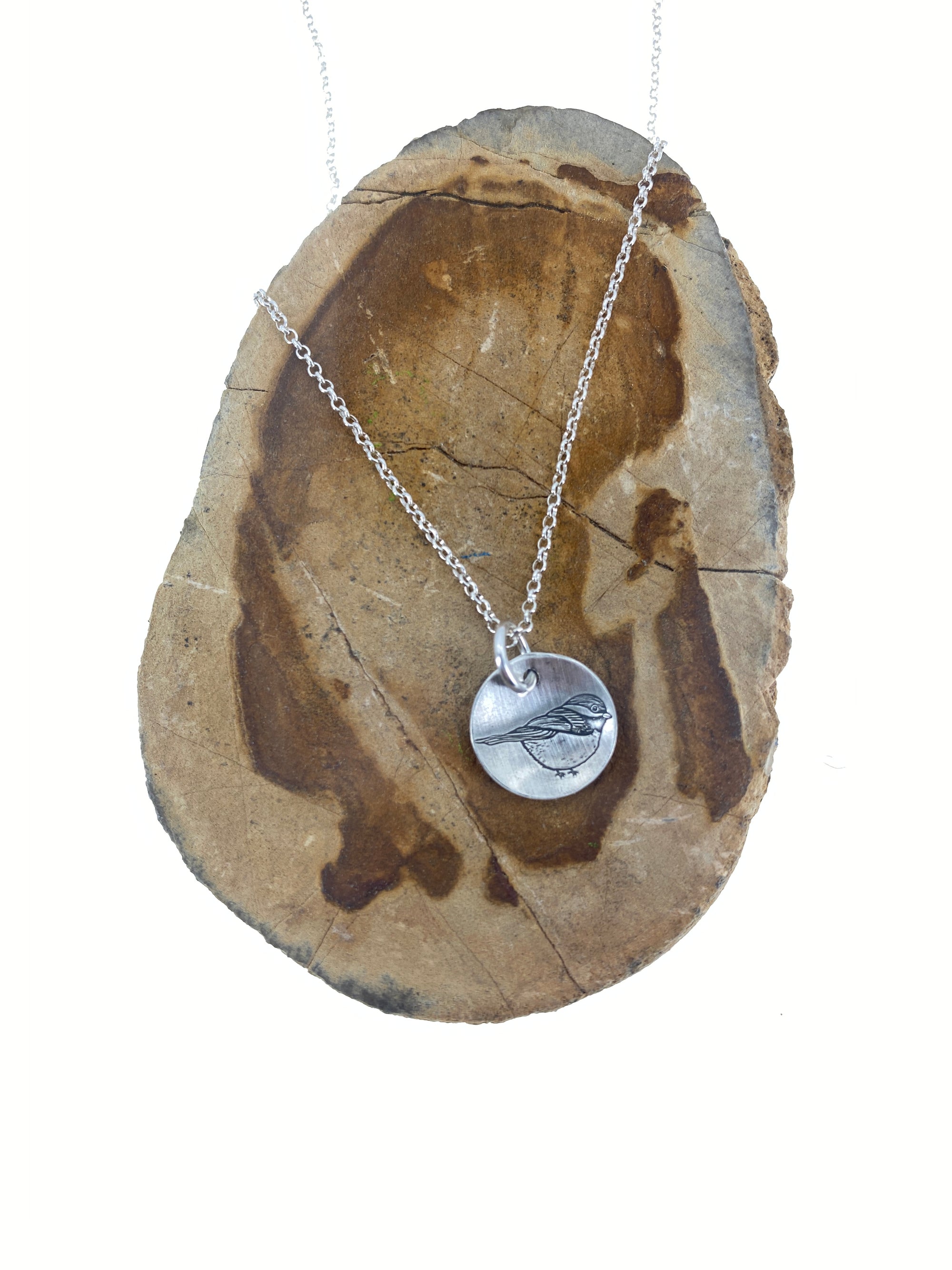 Silver Chickadee Dangles and Necklace