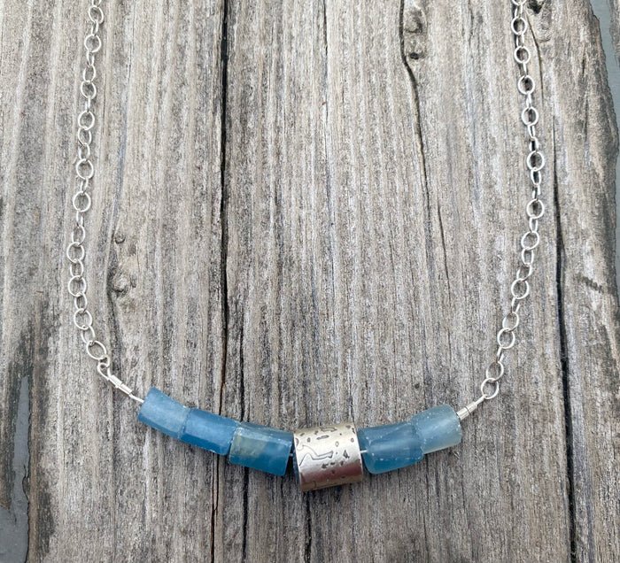 Aquamarine and Sterling necklace,