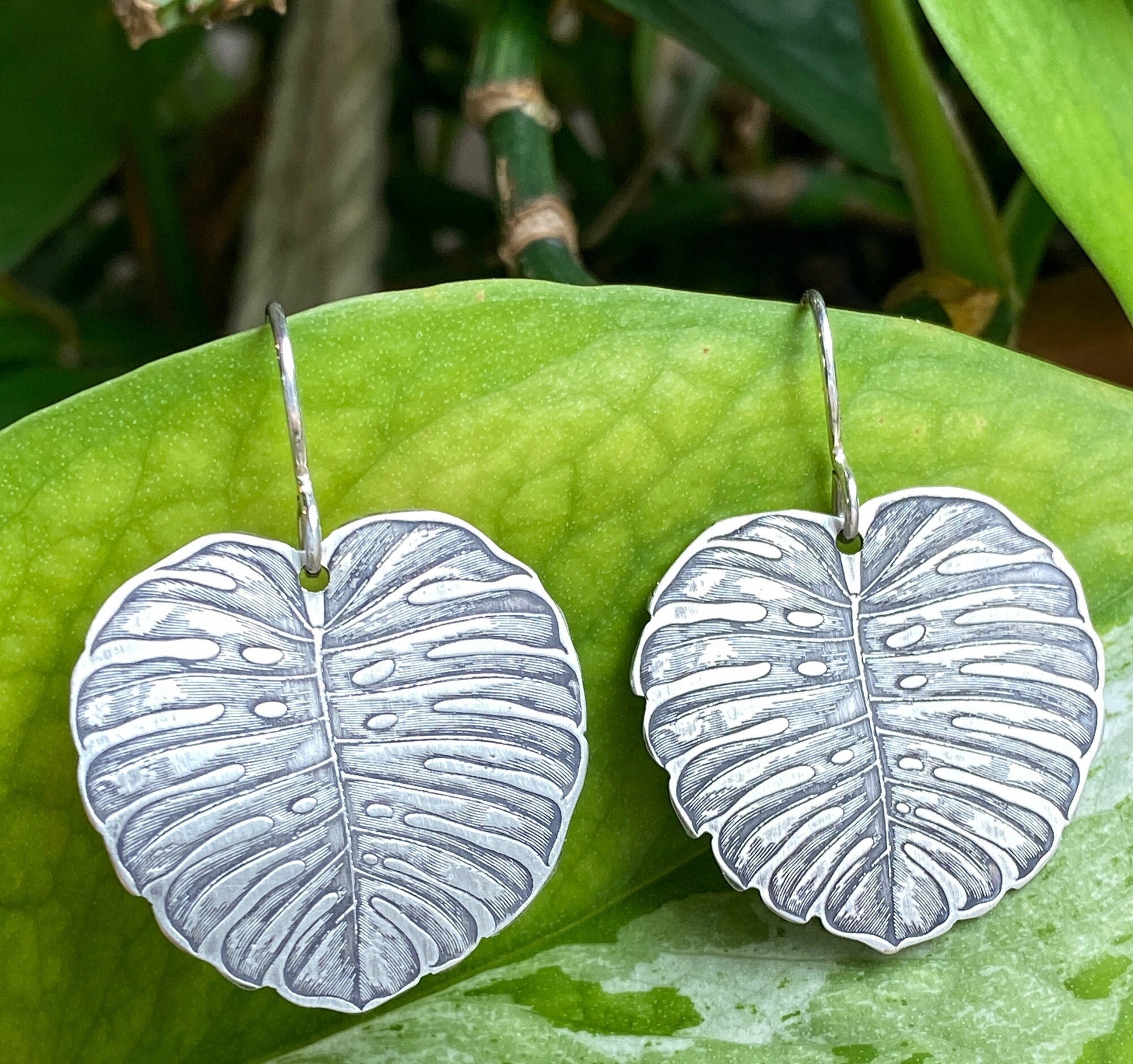 monstera plant earrings Monstera Earrings