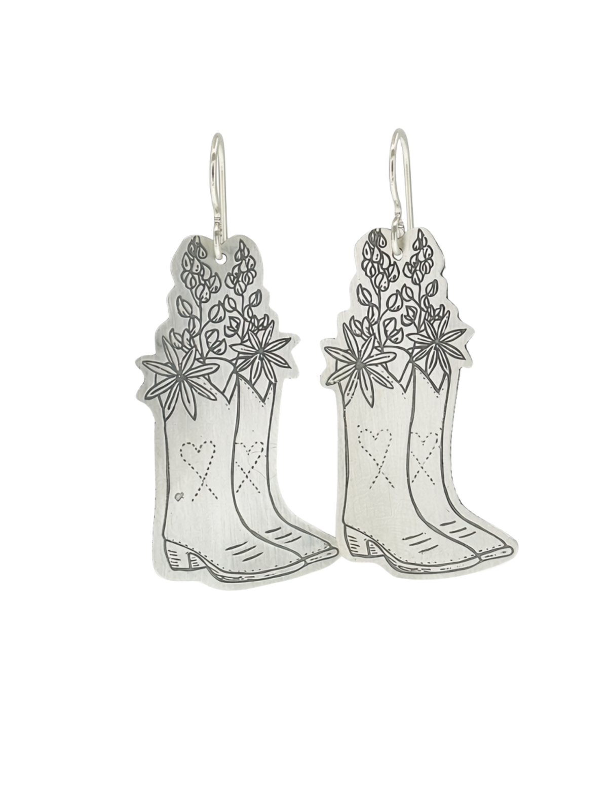 boots and lupine earrings