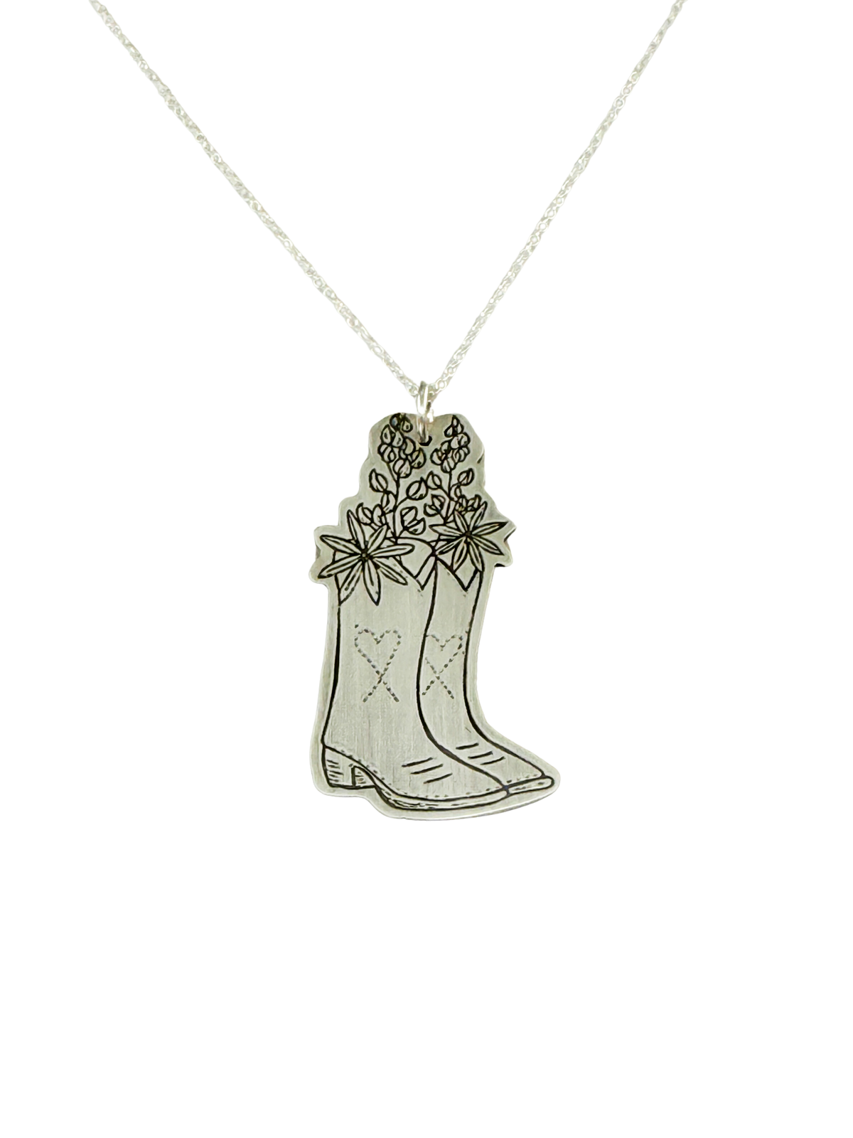 boots and lupine neckalce