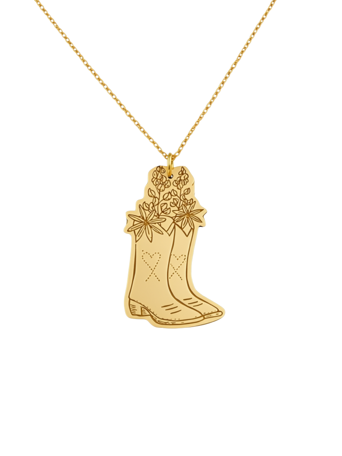 boots and lupine necklace