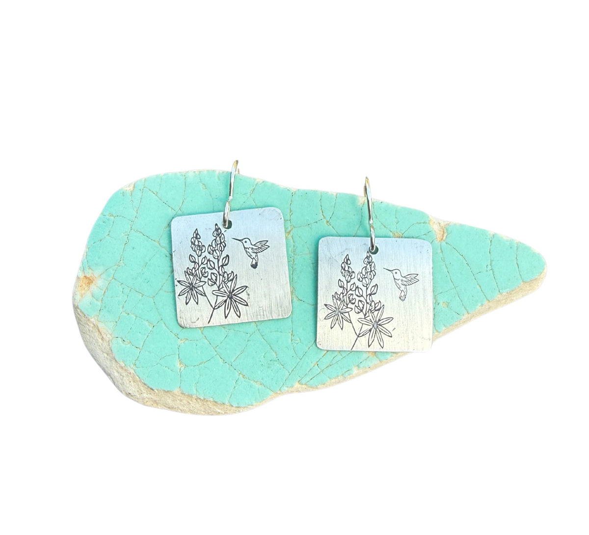 Lupine and Hummingbird Earrings