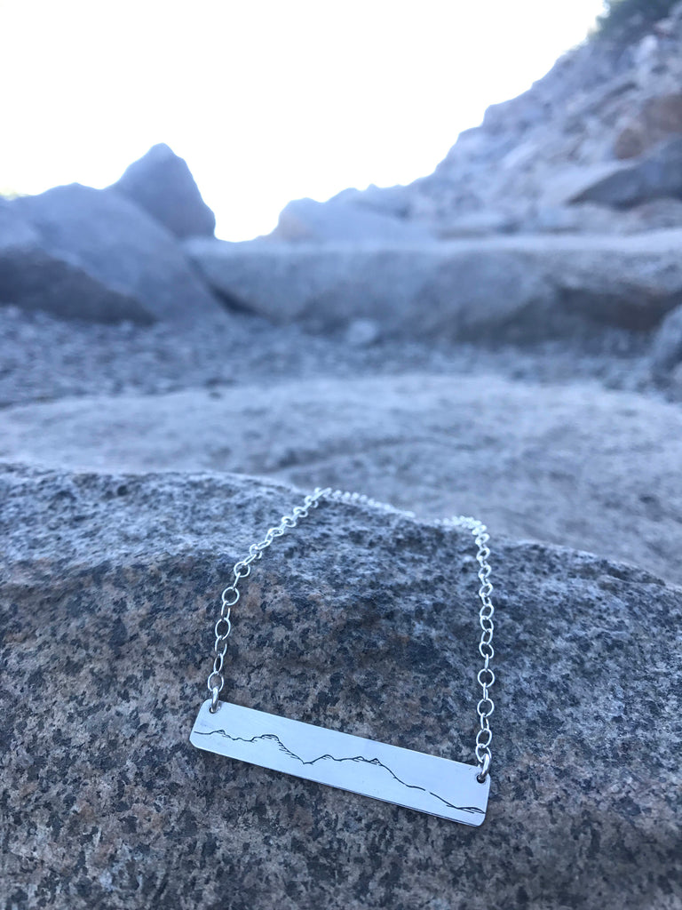 mountain bar necklace, simple mountain necklace