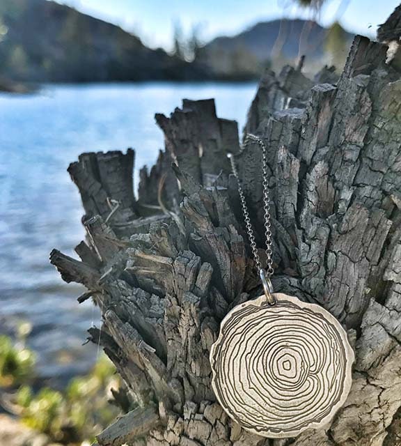 Wood Slice Necklace with John Muir quote on the back
